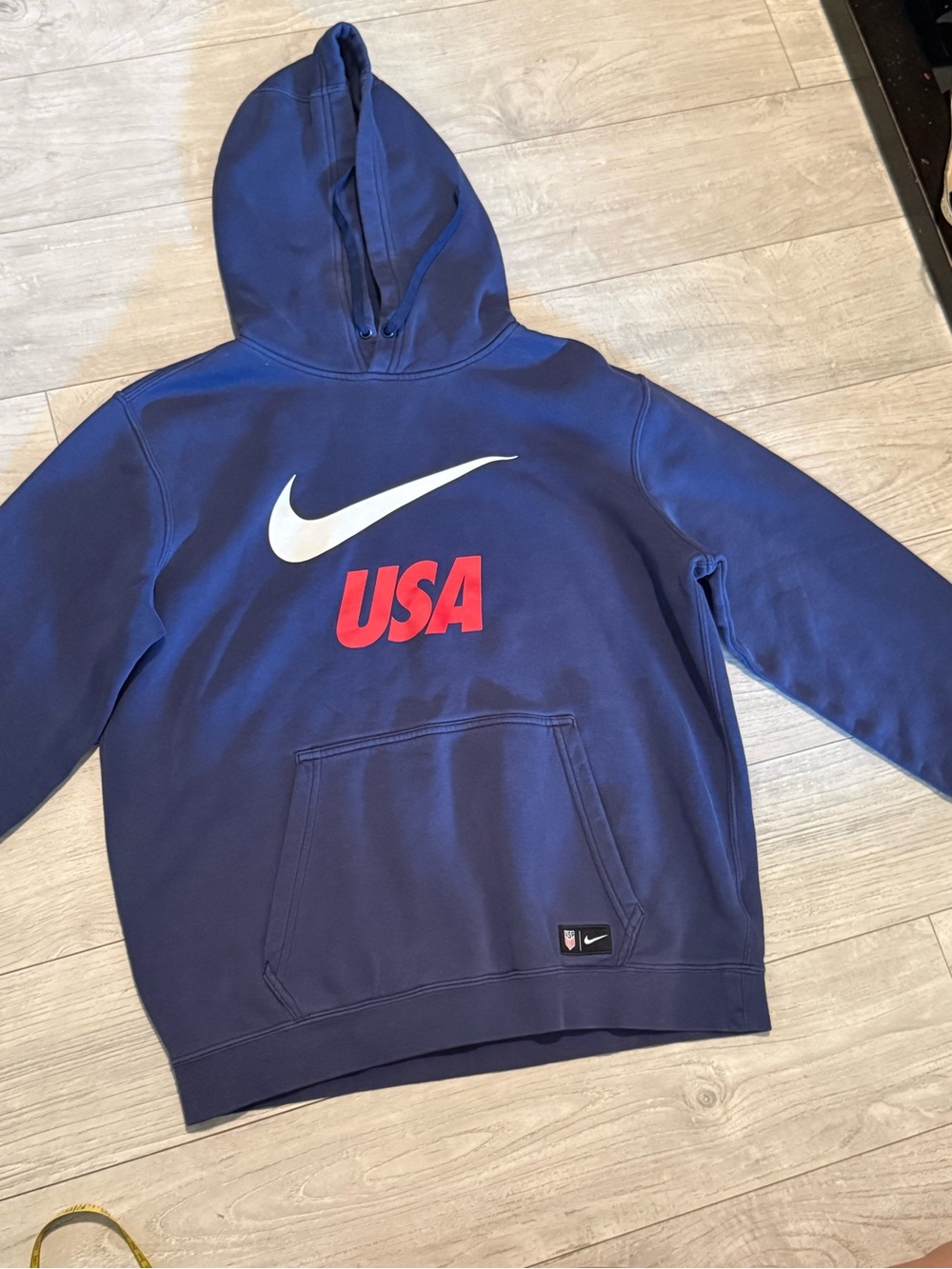 Nike Navy Blue Hoodie with White Swoosh and Red USA Logo NIKE USA